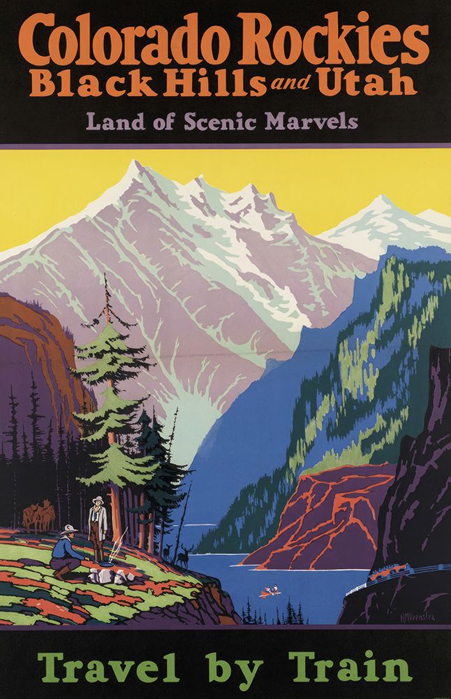 Colorado Rockies and Utah Vintage Train Travel Poster
