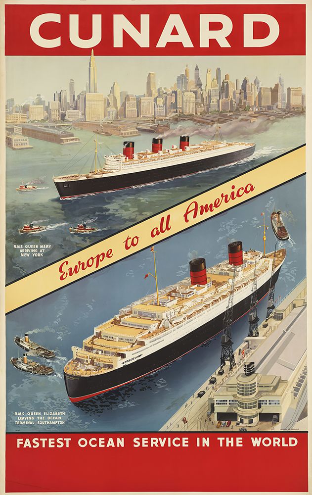 Cunard Line Vintage Travel Poster