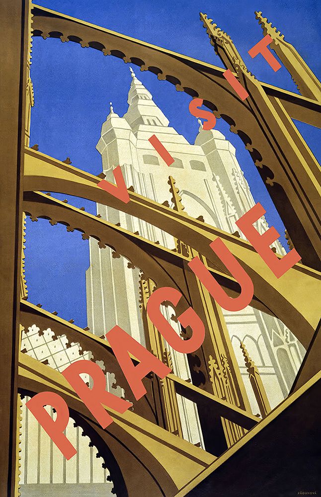 Czech Republic Prague Vintage Travel Poster_
