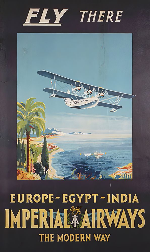 Europe Egypt India Vintage Airline Travel Poster