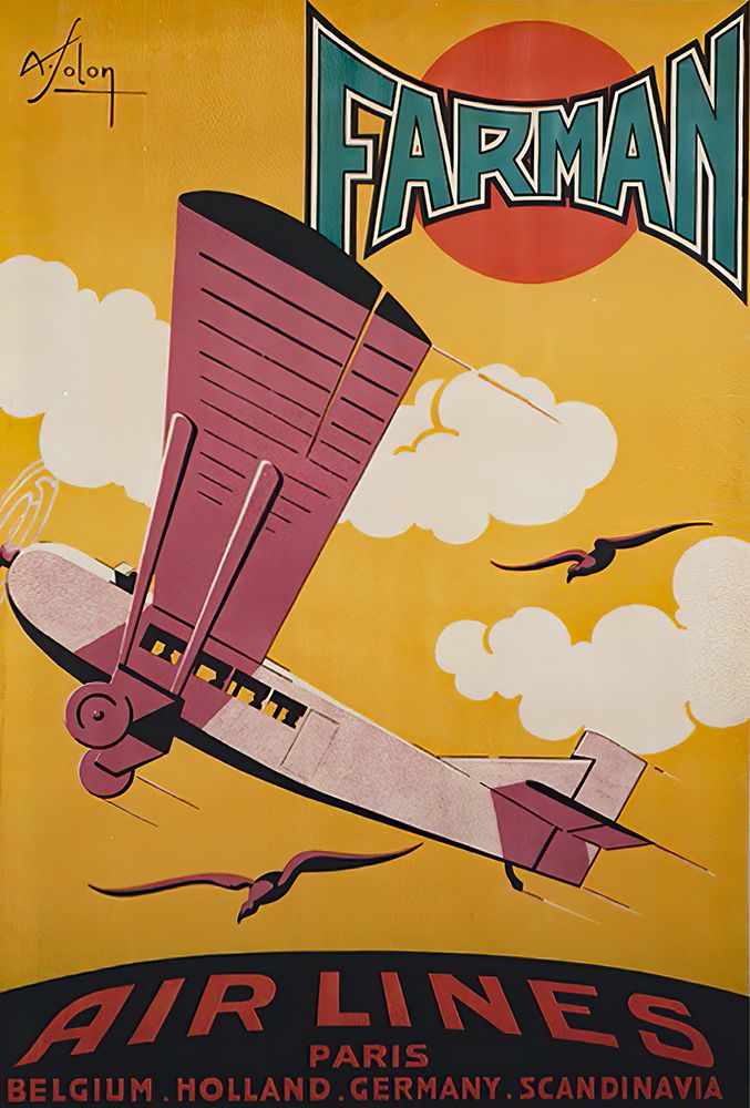 Farman Airlines Vintage Travel Poster