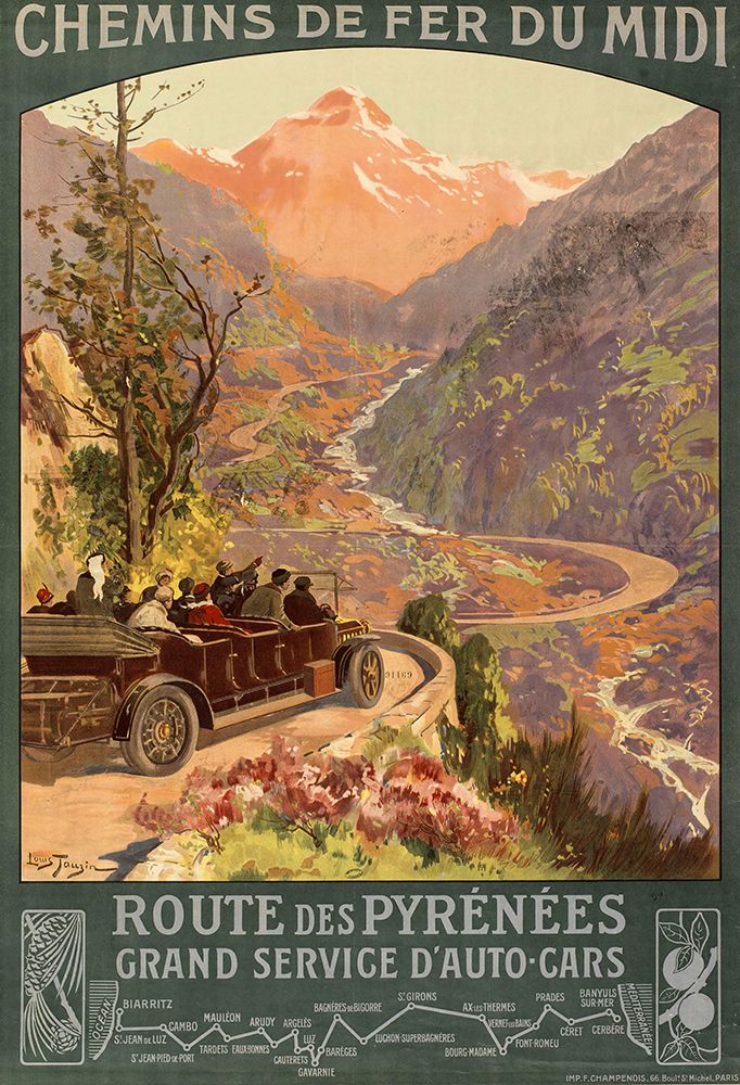 France Chemins de Fer du Midi Vintage Travel Poster 1910