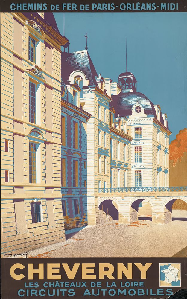 France Cheverny Vintage Railway Travel Poster