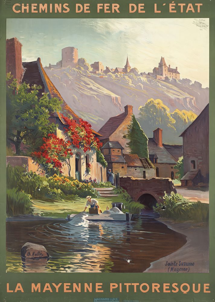 France La Mayenne Pittoresque Vintage Railway Travel Poster