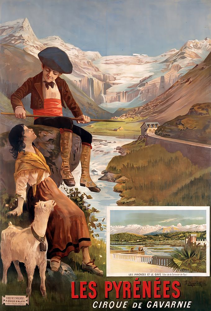 France Les Pyrenees Vintage Travel Poster