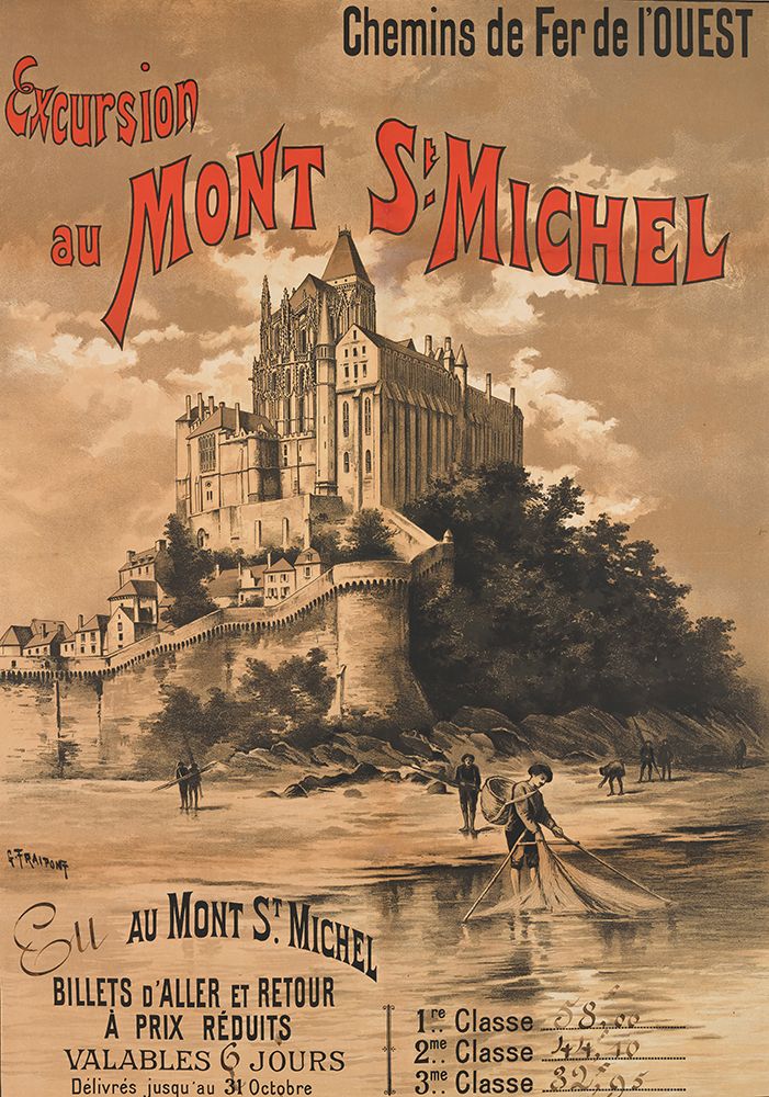 France Mont Michel Vintage Railway Travel Poster