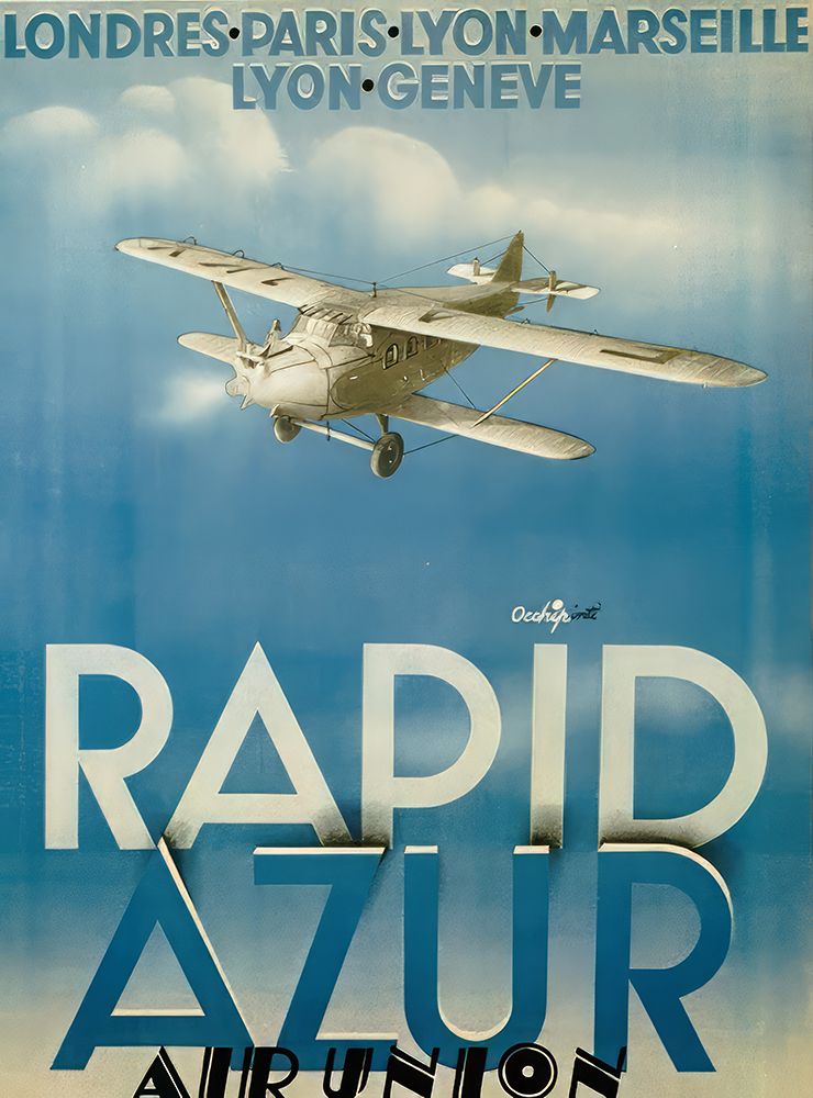 France Rapid Azur Vintage Air Travel Poster