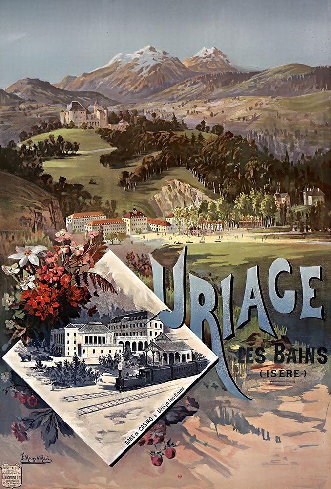 France Uriage Les Bains Vintage Railway Travel Poster