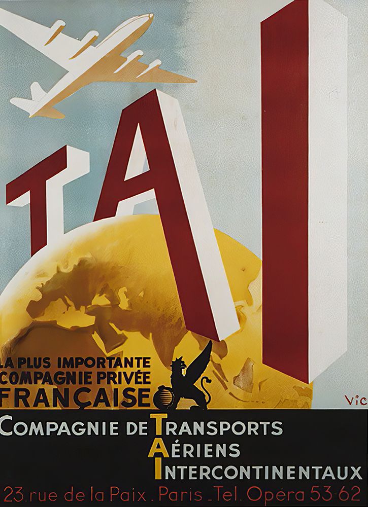 France Vintage Air Transport Travel Poster