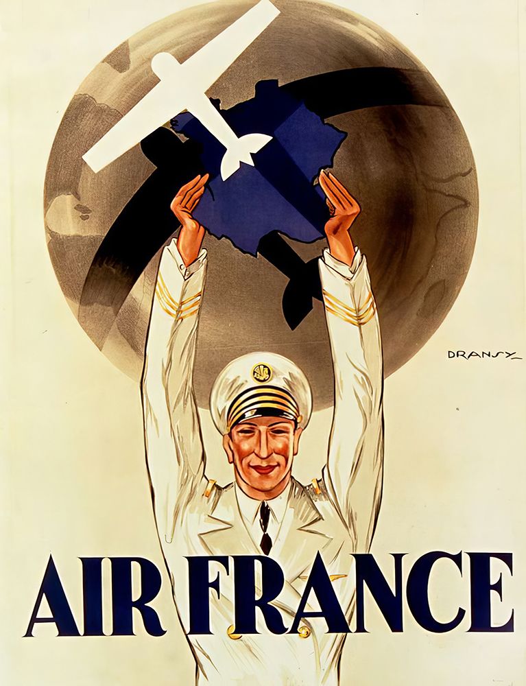 France Vintage Air Travel Poster