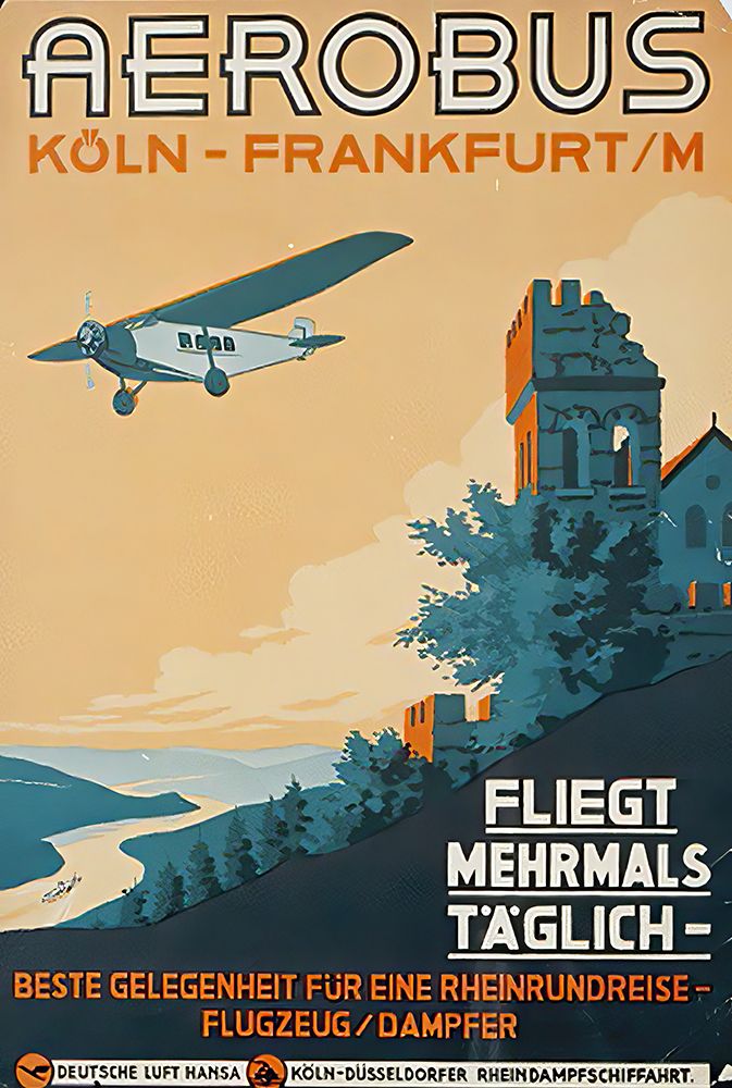German Vintage Air Travel Poster