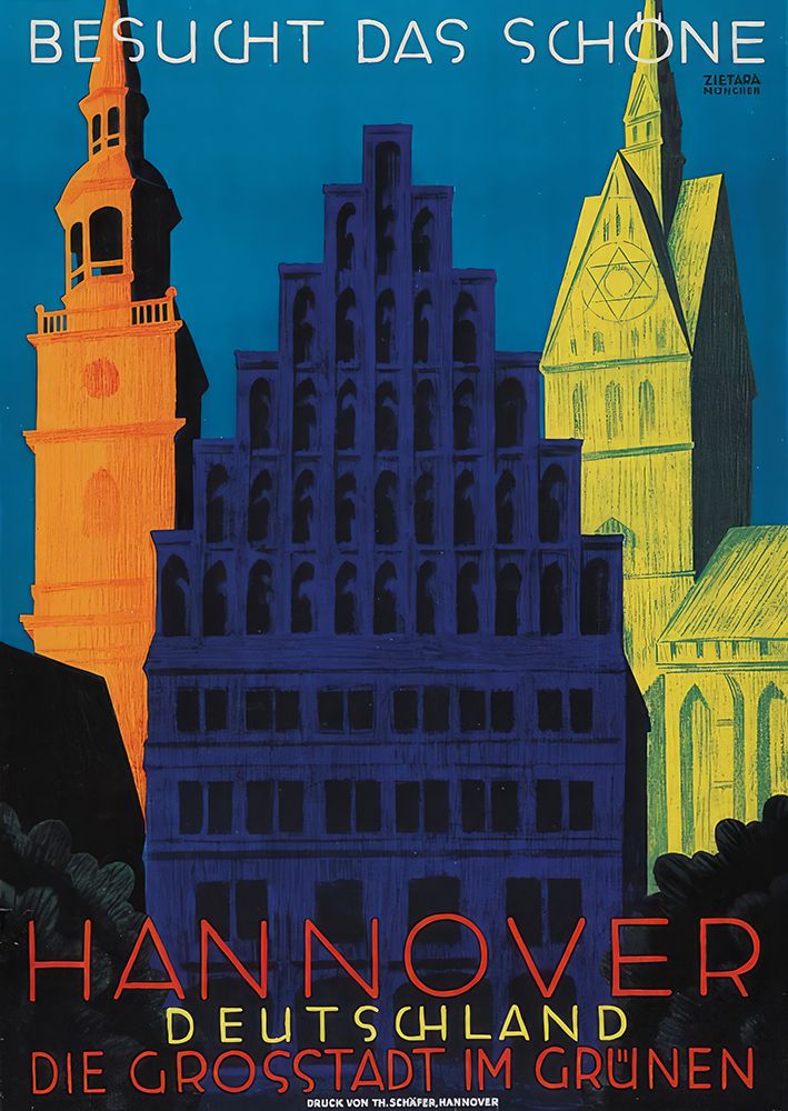 Germany Hannover Art Deco Vintage Travel Poster