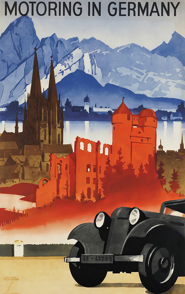 Germany Motoring Vintage Travel Poster