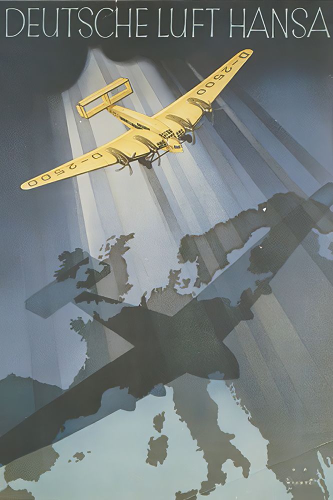 Germany Vintage Airline Travel Poster