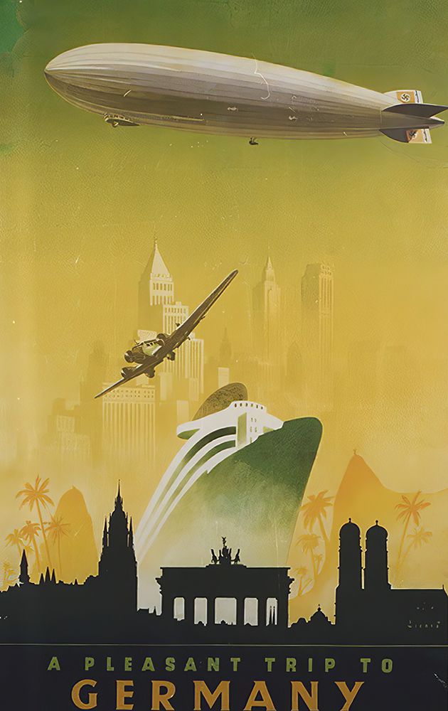 Germany Zeppelin Vintage Travel Poster