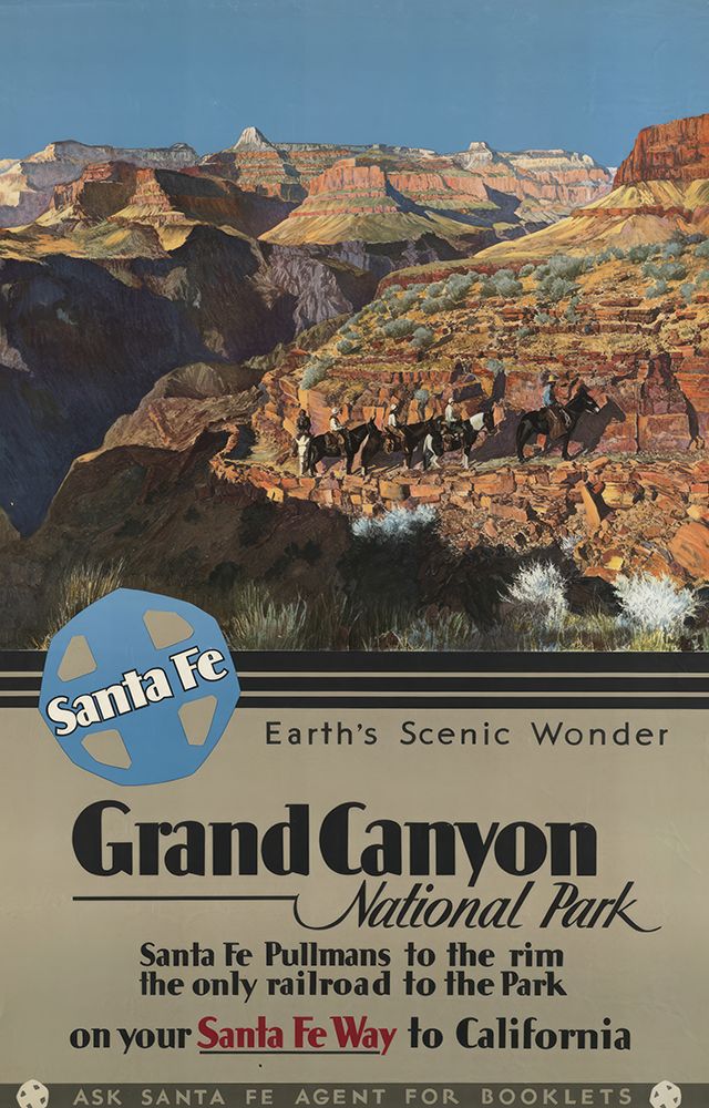 Grand Canyon Santa Fe Railroad Vintage Travel Poster
