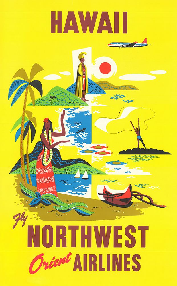 Hawaii Vintage Air Travel Poster