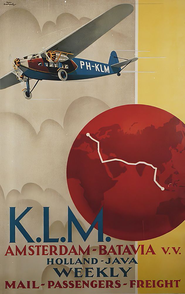 Holland Java Vintage Air Travel Poster
