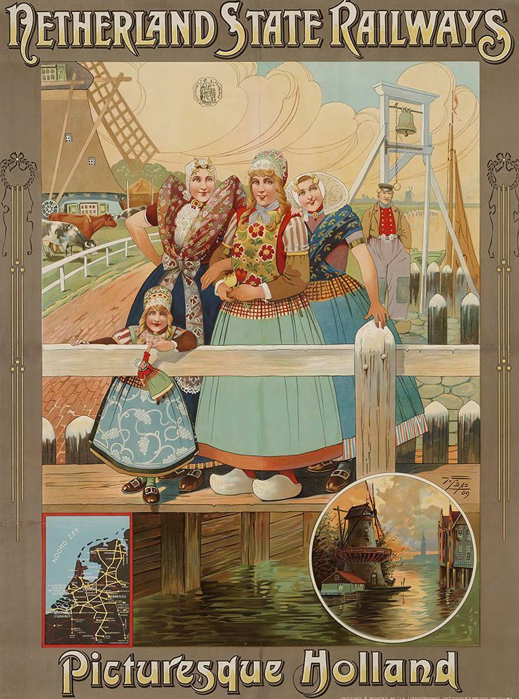 Holland Netherland State Railway Vintage Travel Poster