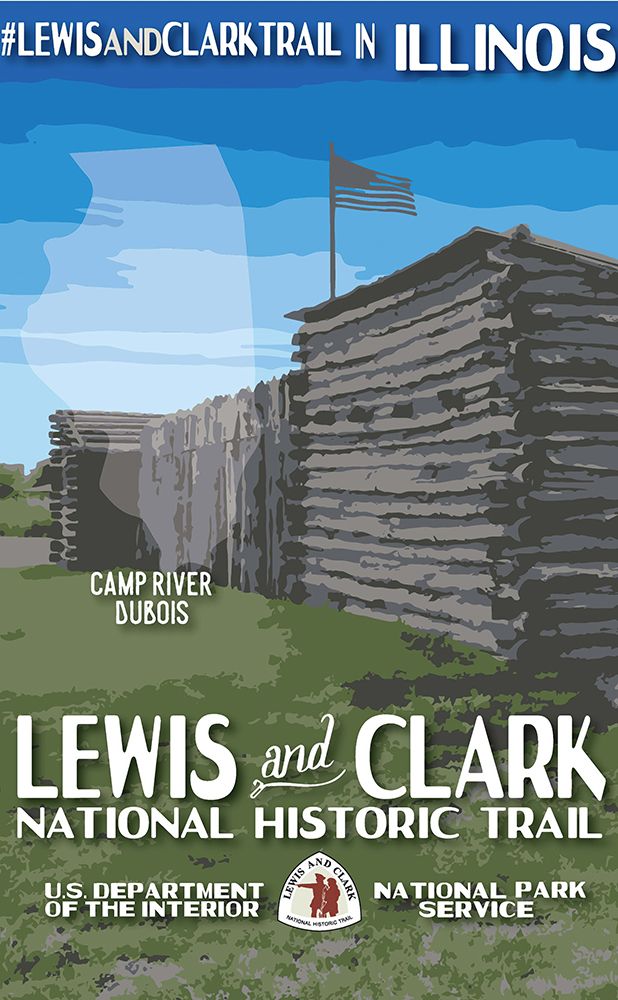Illinois Lewis and Clark Historic Trail Vintage Travel Poster