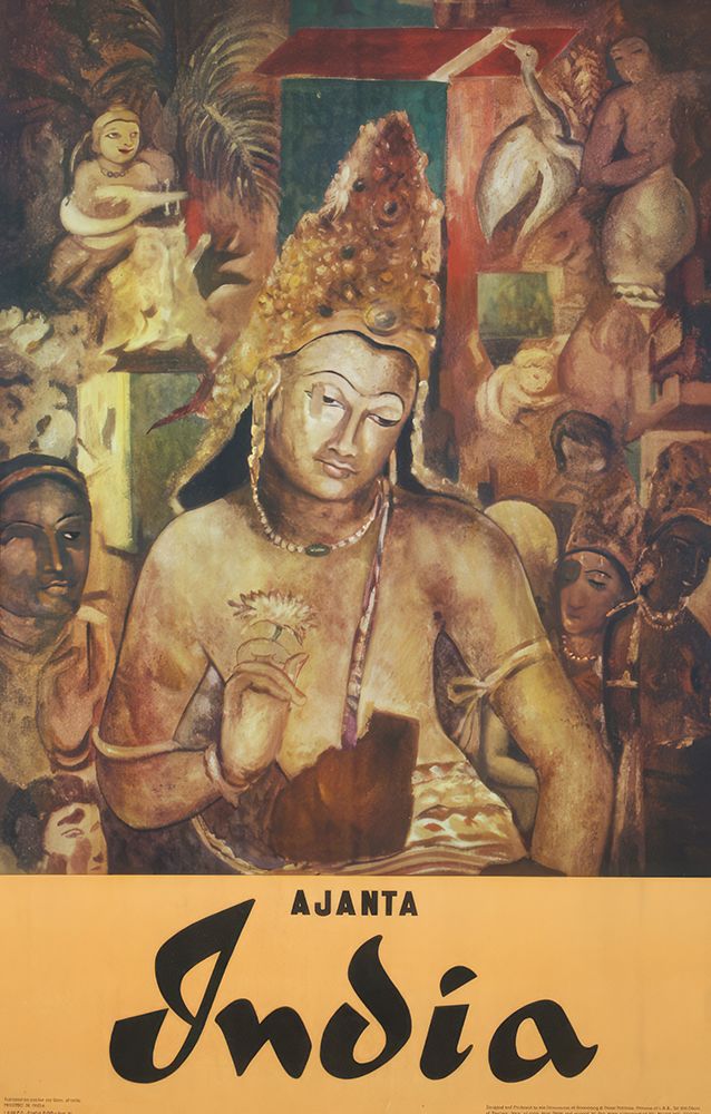 India Ajanta Vintage Travel Poster