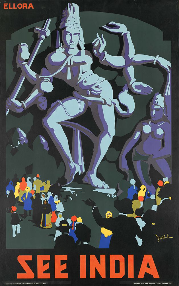 India Ellora Vintage Travel Poster