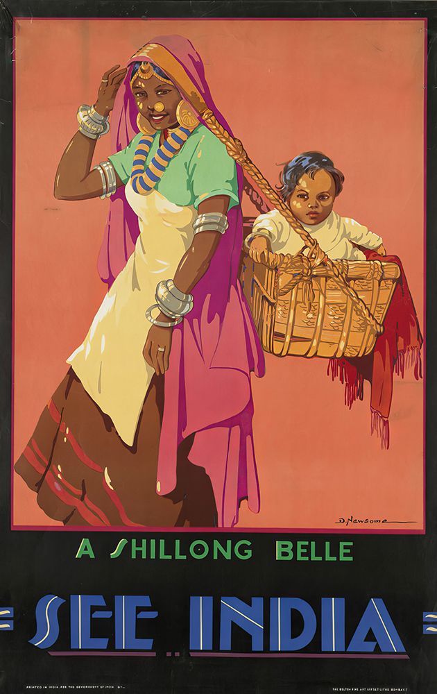 India Shillong Belle Vintage Travel Poster