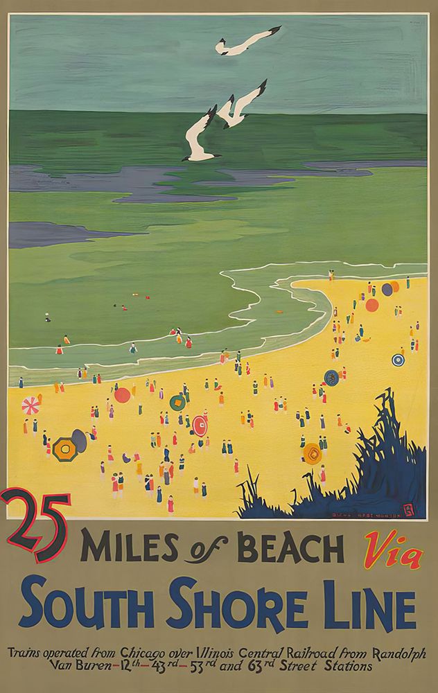 Indiana South Bend Vintage Rail Travel Poster
