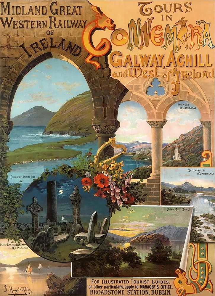 Ireland Vintage Midland GWR Railway Travel Poster