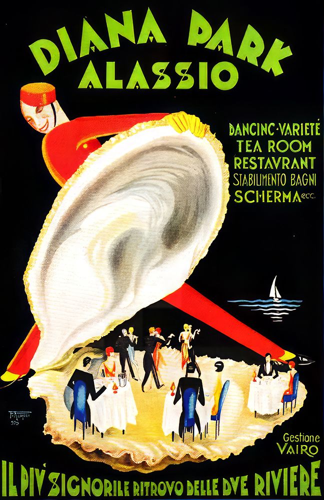 Italy Alassio Vintage Travel Poster