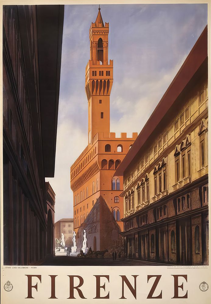 Italy Firenze Vintage Travel Poster