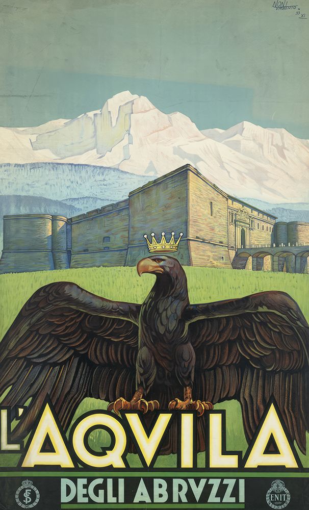 Italy LAquila Vintage Travel Poster