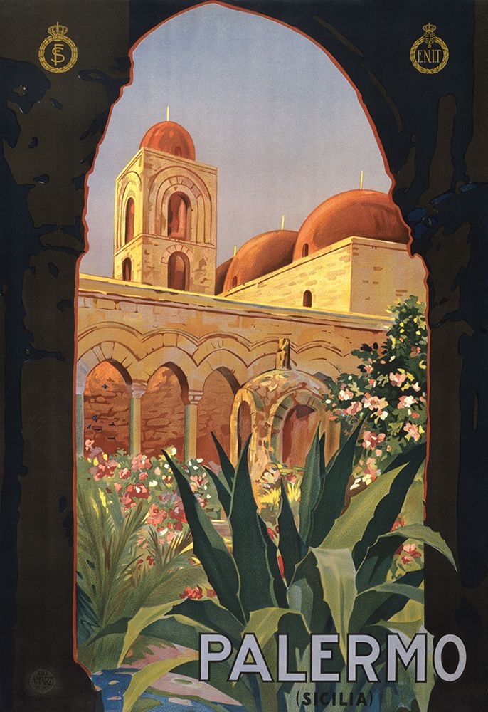 Italy Palermo Vintage Travel Poster