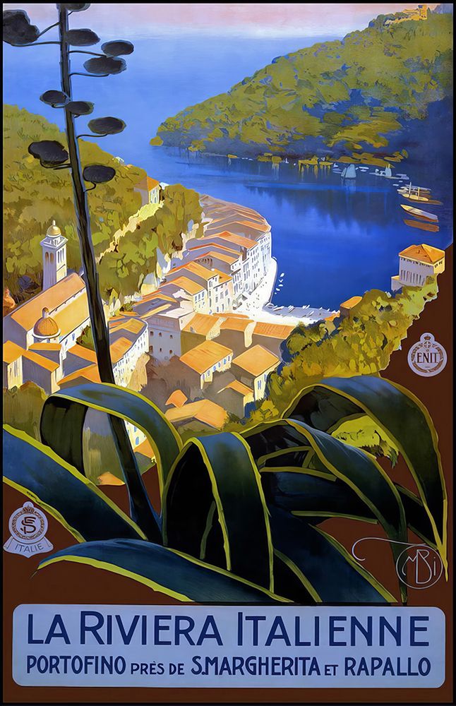 Italy Portofino Vintage Travel Poster