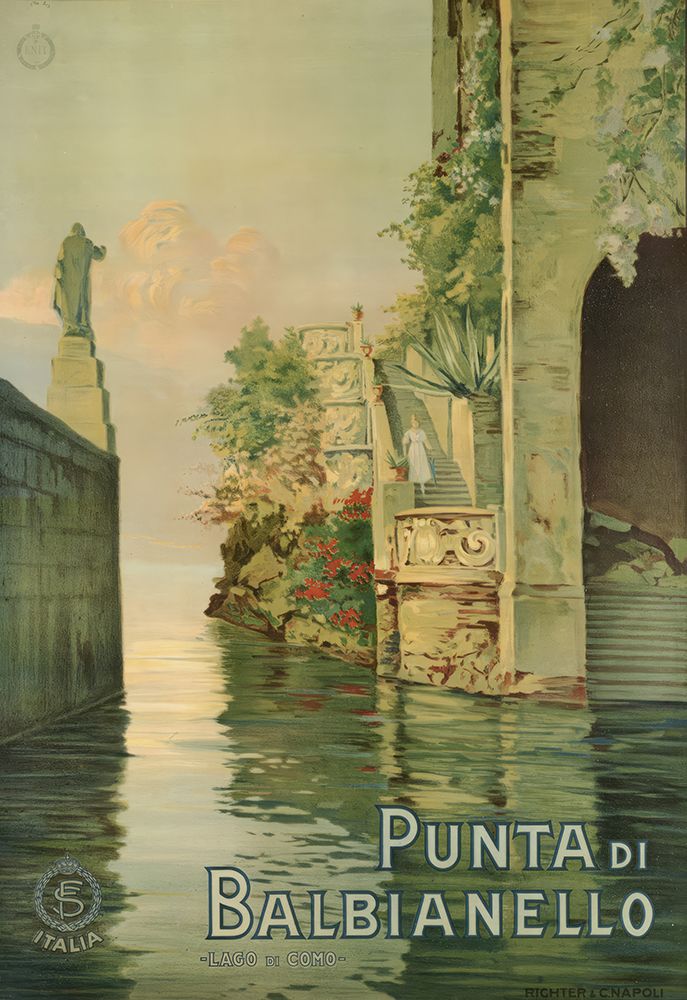 Italy Punta di Balbianello Vintage Travel Poster