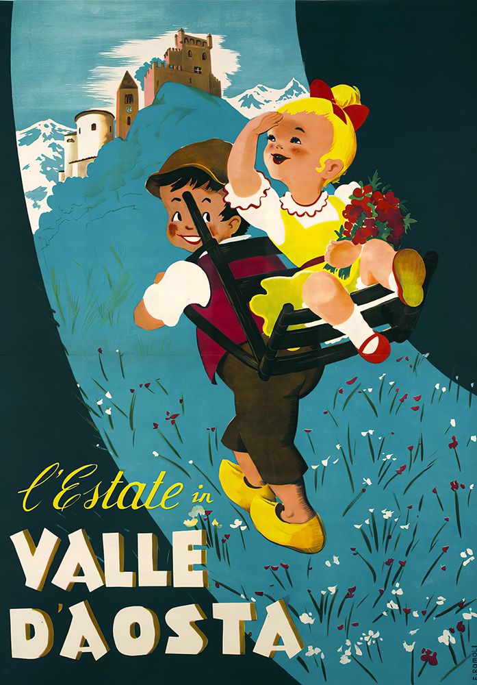 Italy Valle DAosta Vintage Travel Poster