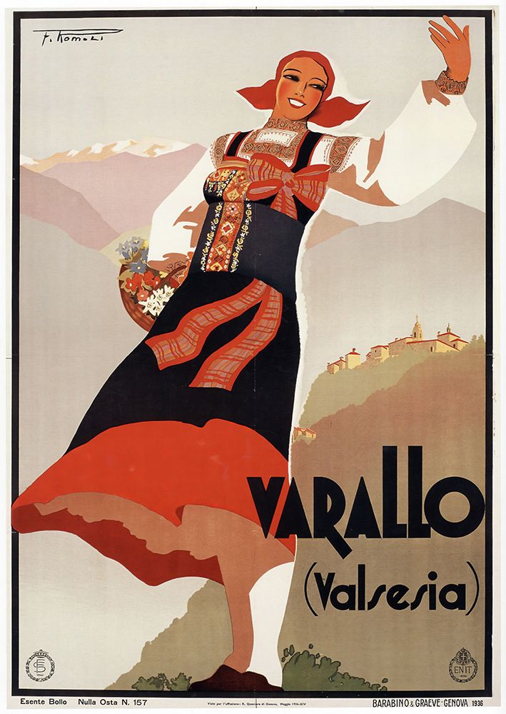 Italy Varallo Sesia Vintage Travel Poster