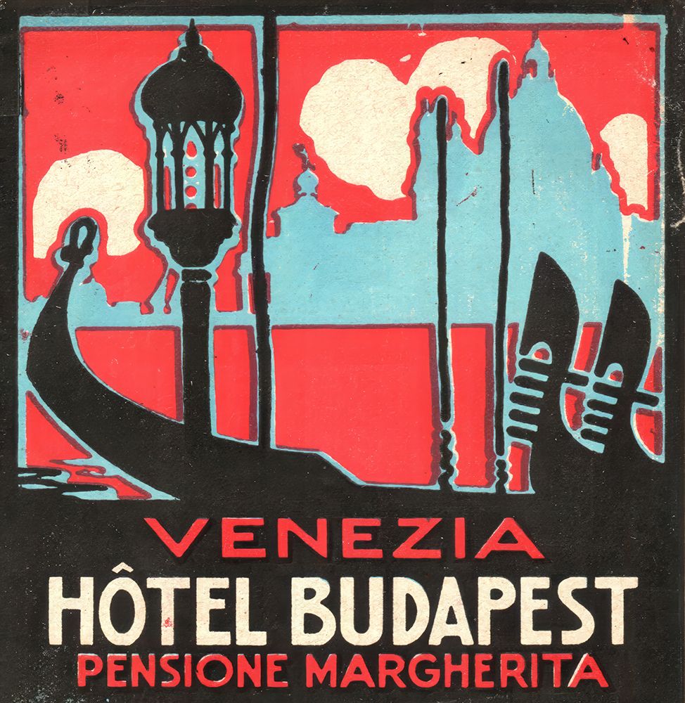 Italy Venice Hotel Budapest Vintage Travel Poster