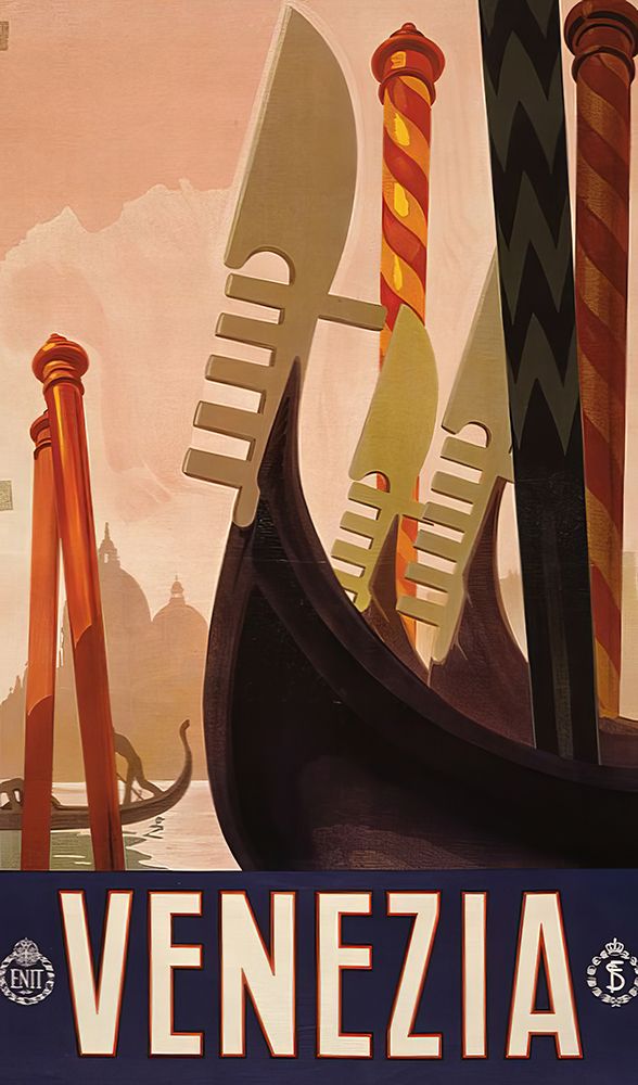 Italy Venice Gondola Vintage Travel Poster