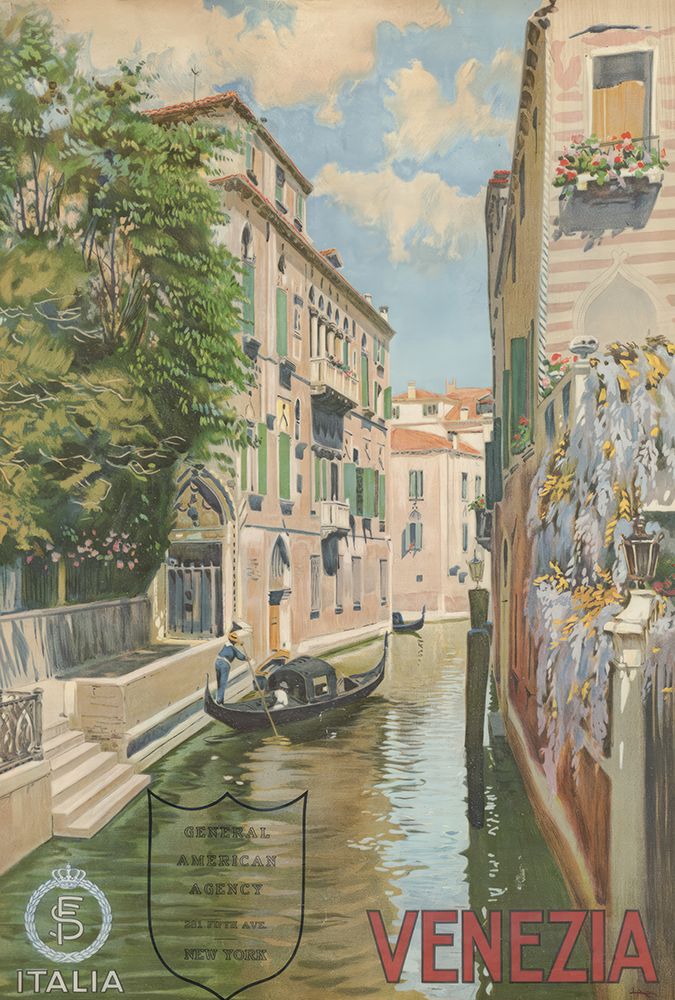 Italy Venice Canal Vintage Travel Poster