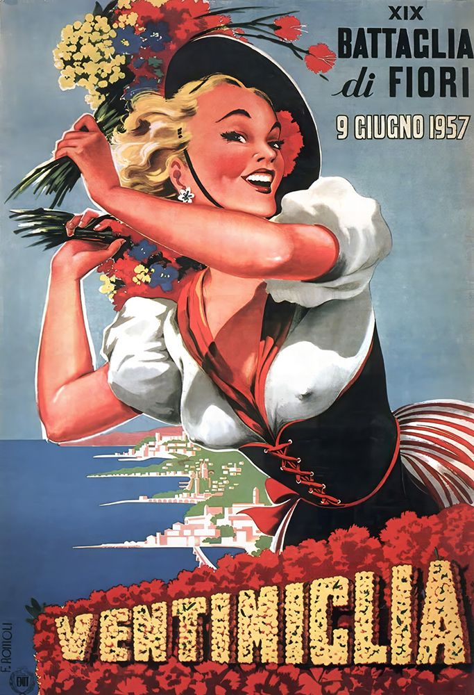 Italy Ventimiglia Vintage Travel Poster 1957