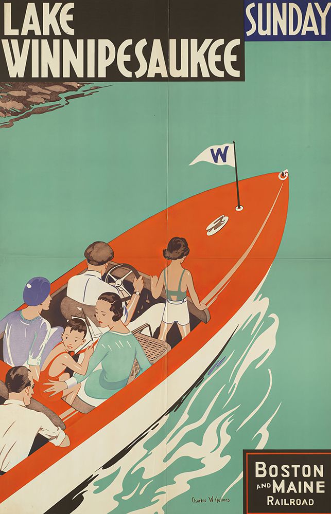 Lake Winnipesaukee Vintage Travel Poster circa 1930