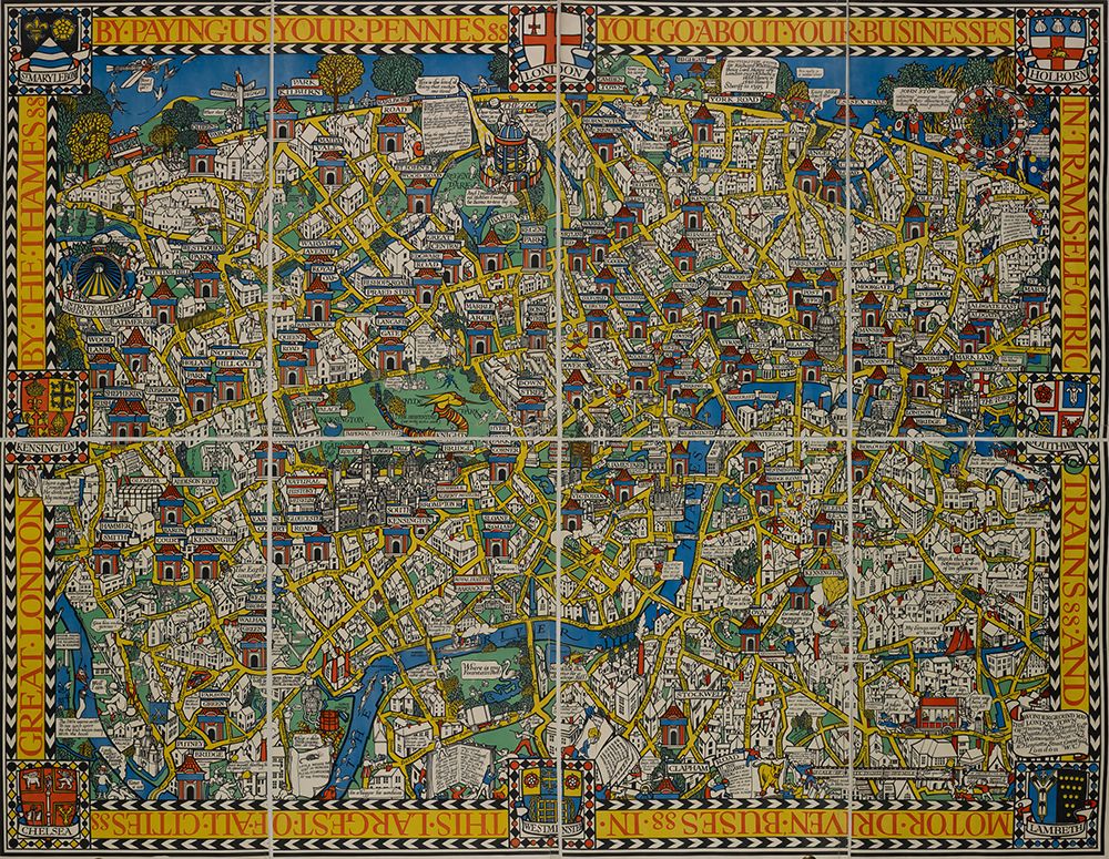 London Wonderground Map of London Town 1914