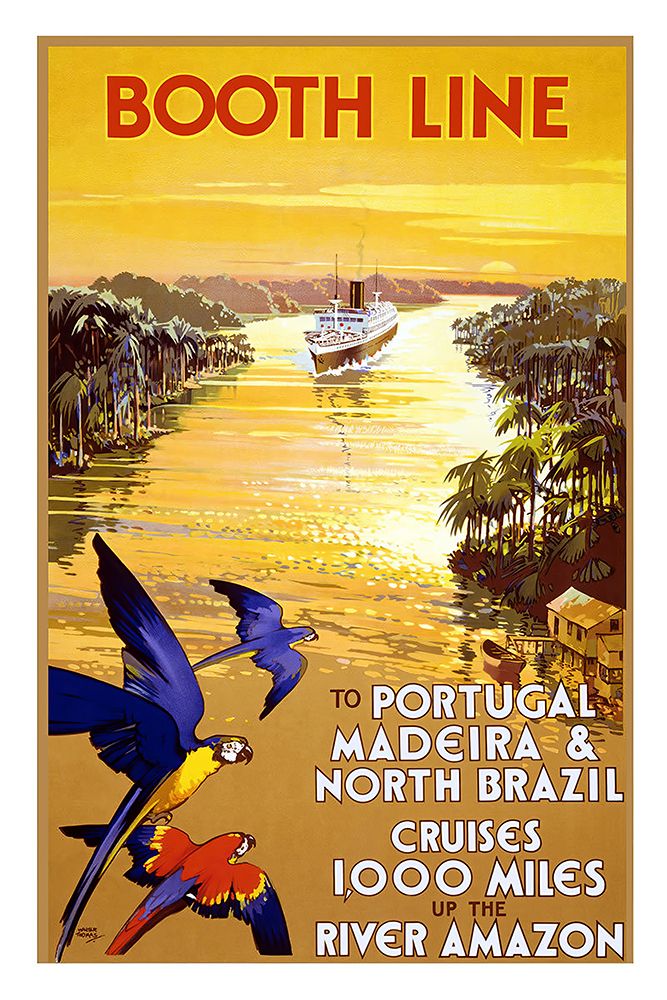 Madeira and Brazil Vintage Travel Poster