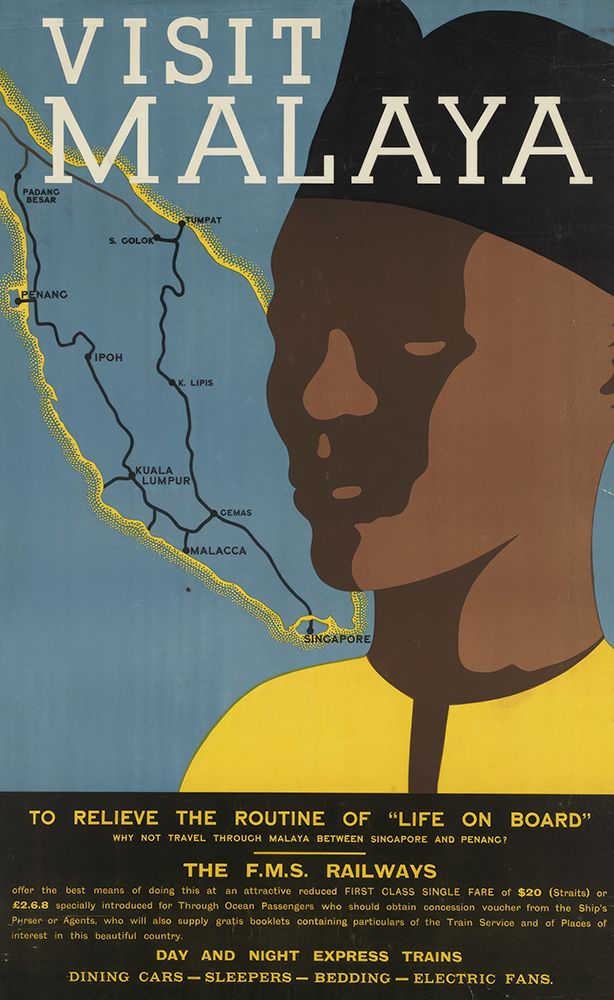 Malaya by Rail Vintage Travel Poster