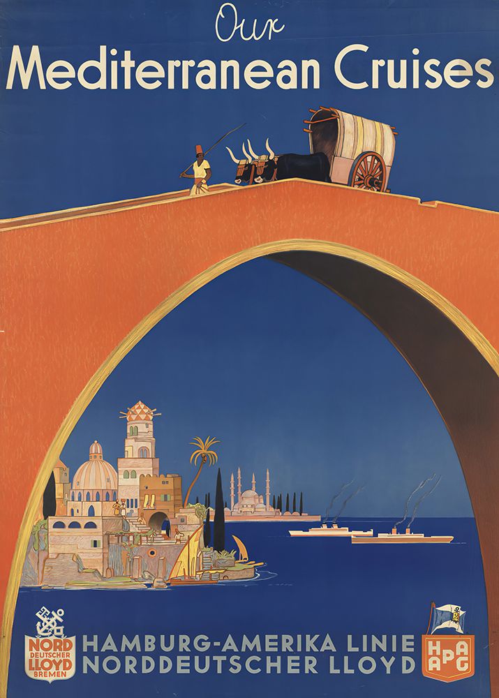 Mediterranean Cruises Vintage Travel Poster