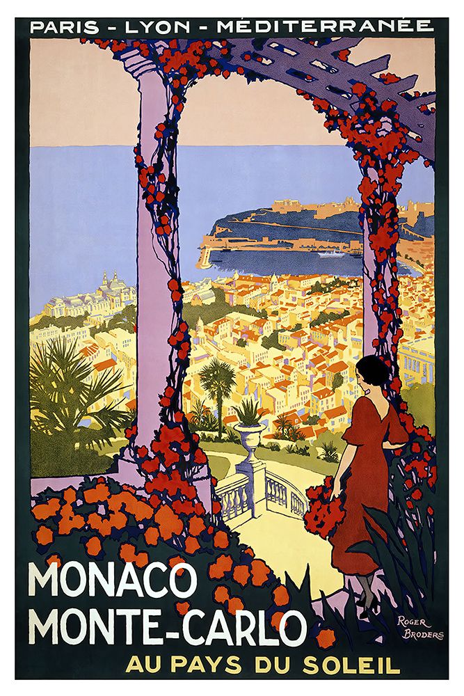 Monaco Monte Carlo Vintage Railway Travel Poster