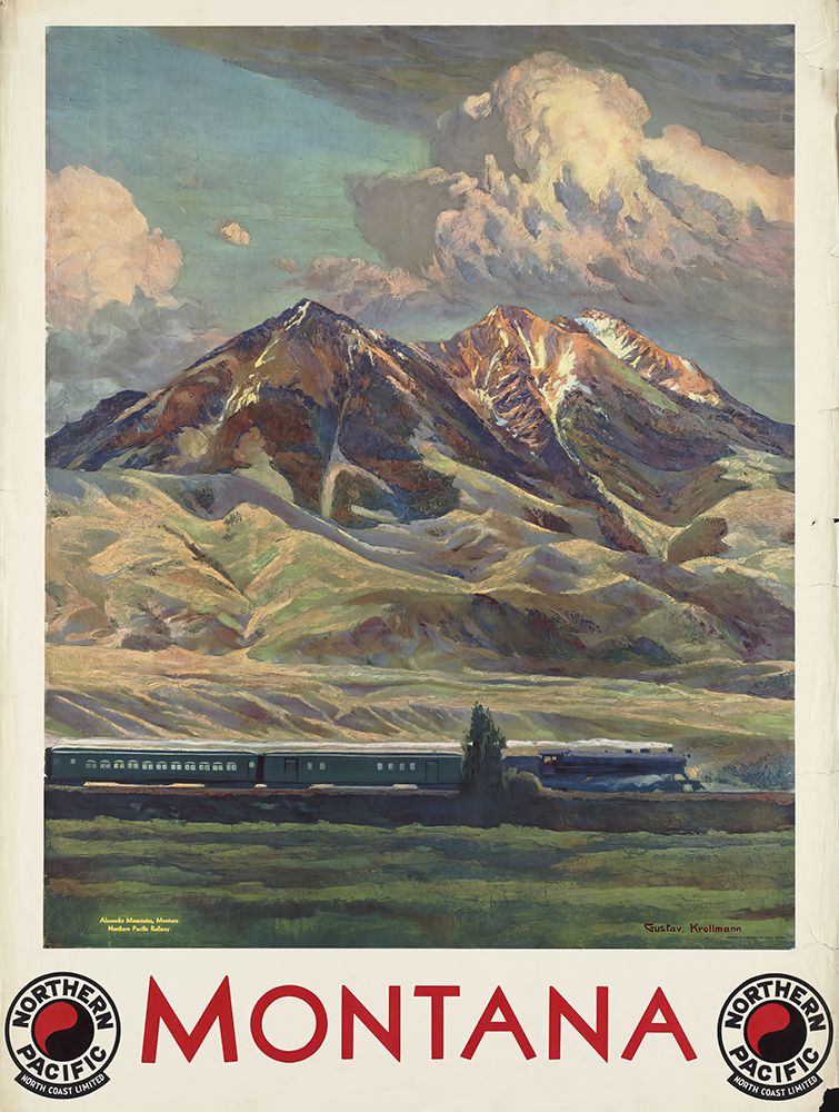 Montana by Rail Vintage Northern Pacific Railway Poster