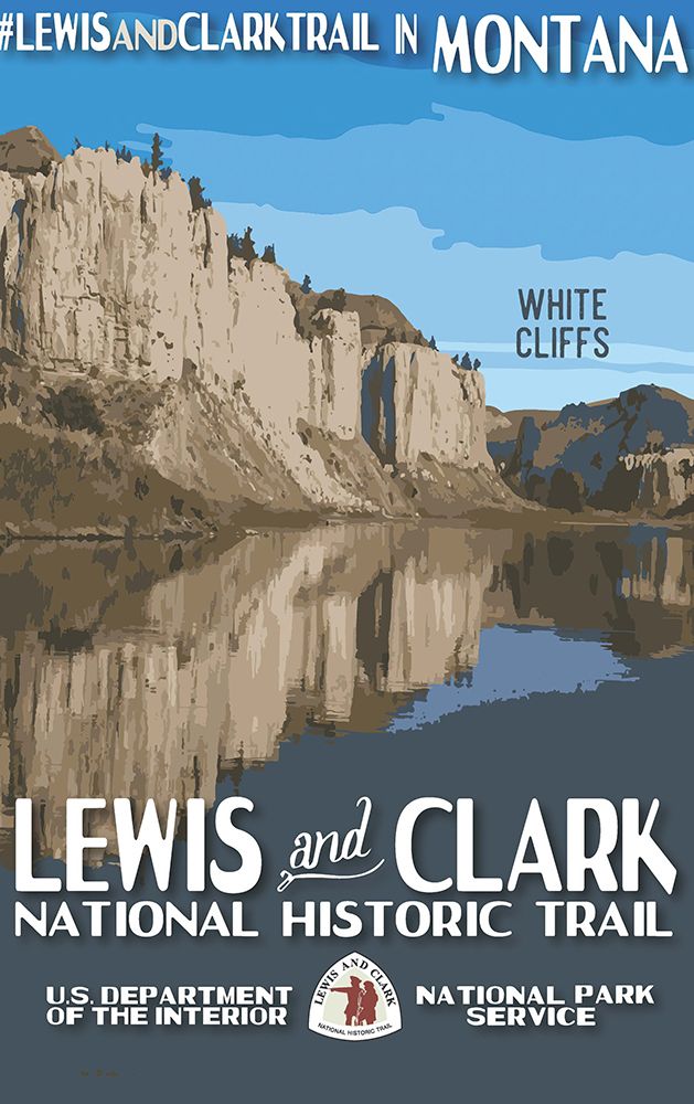 Montana Lewis and Clark Historic Trail Vintage Travel Poster