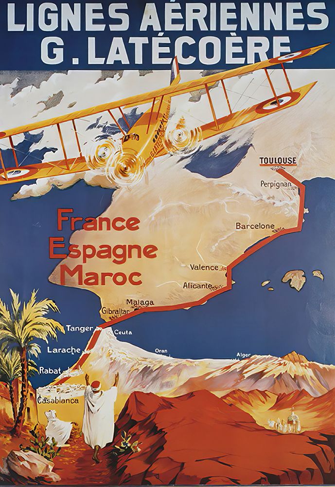 Morocco French Vintage Air Travel Poster